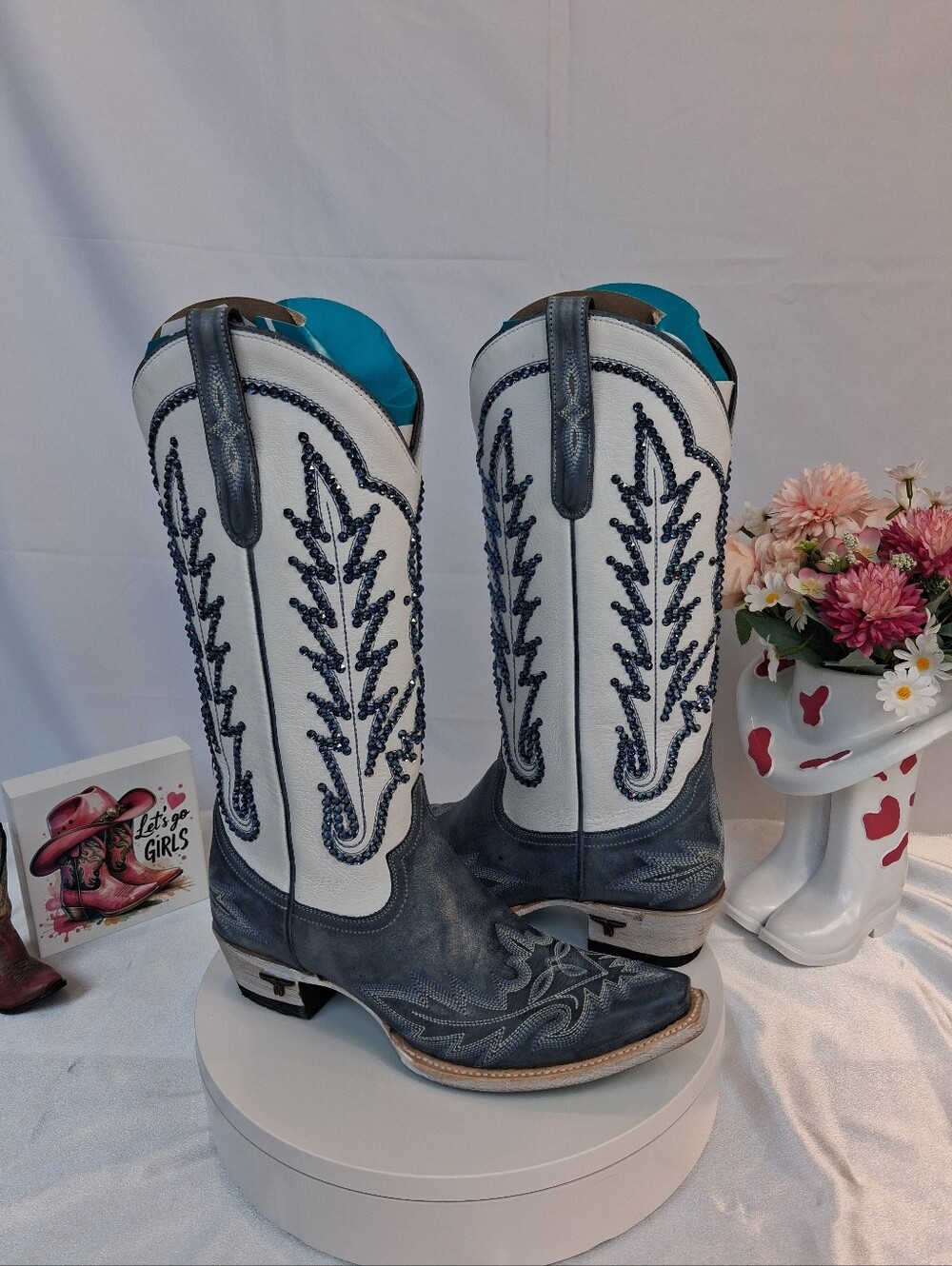 New LANE Lexington Cowgirl Boots W/ SWAROVSKI Crystals 7.5 - Picture 9 of 10